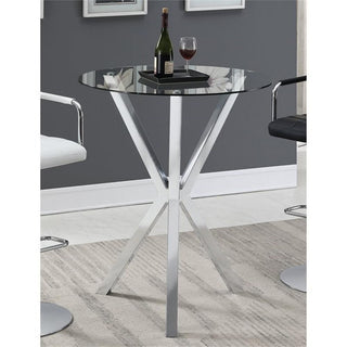 Coaster Contemporary Glass Top Pub Table with Robust Angular Legs in Clear