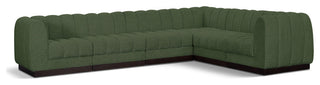 Quinn Chenille Upholstered 6-Piece L-Shaped Modular Sectional, Green