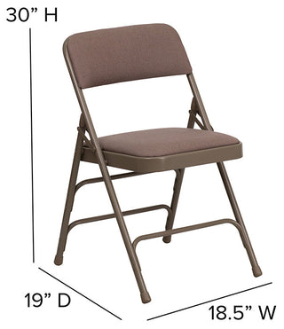 2 Pack HERCULES Curved Triple Braced & Double Hinged Folding Chairs, Beige Fabric/Beige Frame