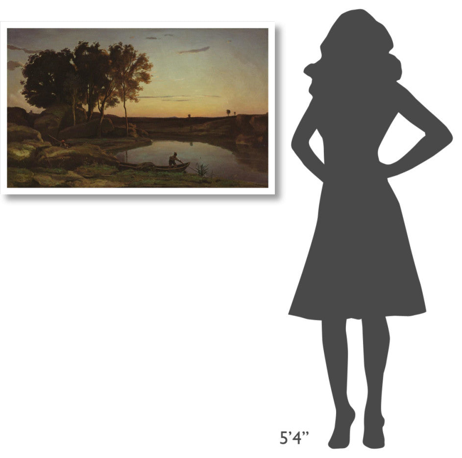 "Landscape with Lake and Boatman" Print by Jean-Baptiste-Camille Corot, 42"x26"