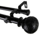 Plaid 1" Double Curtain Rod, Black, Black, 160"-240"