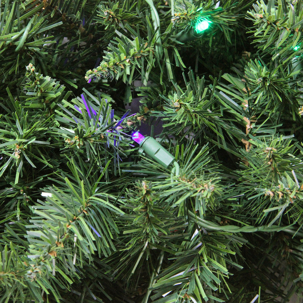 Pre-Lit Buffalo Fir Commercial Artificial Christmas Wreath, Multi LED Lights, 6'