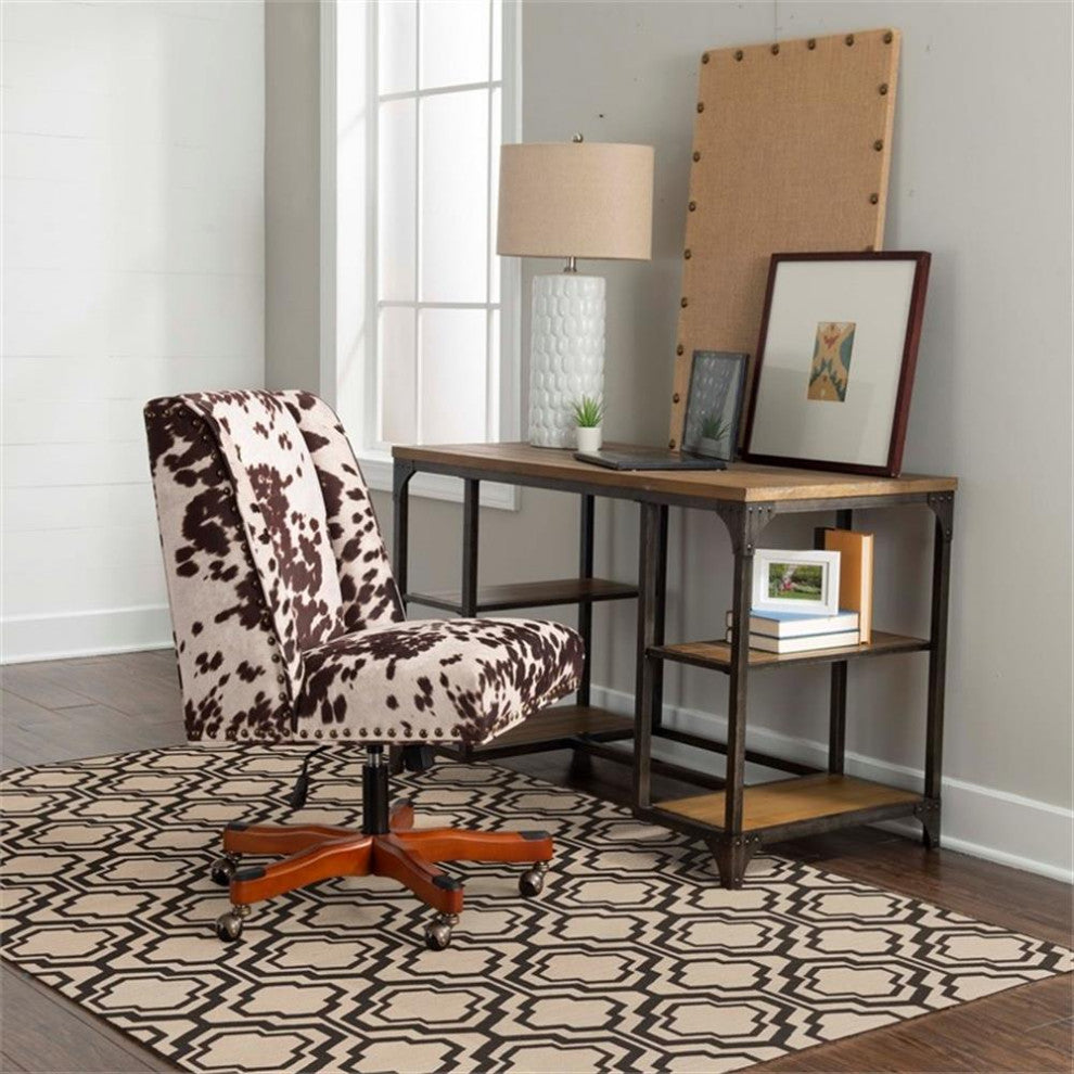 Linon Salonika Quatrefoil Reversible Woven Wool 5'x8' Rug in Brown