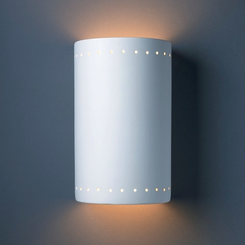 Ambiance Large Cylinder, Outdoor Closed Top/Bottom Sconce, Bisque, E26