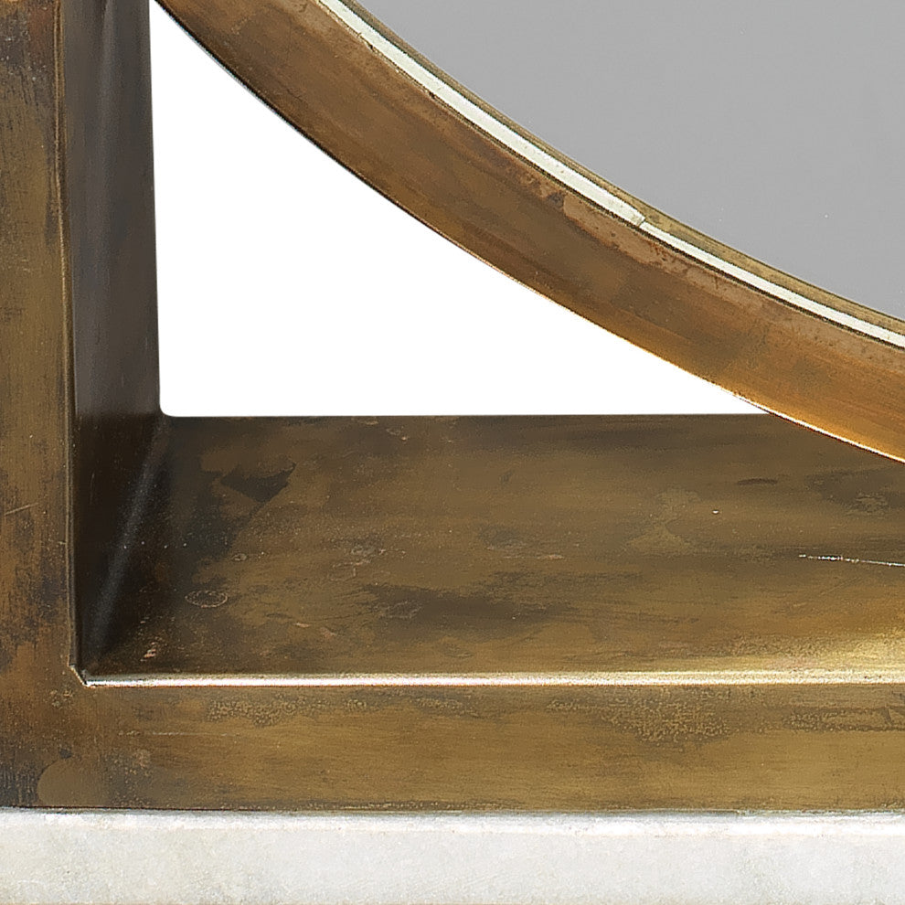 Odyssey Metal Standing Mirror, Antique Brass