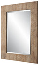 39 Inch Wood Frame Wall Mirror, Chevron Design, Brown