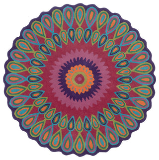 Pink Peacock Indoor Area Rug, 5' Round