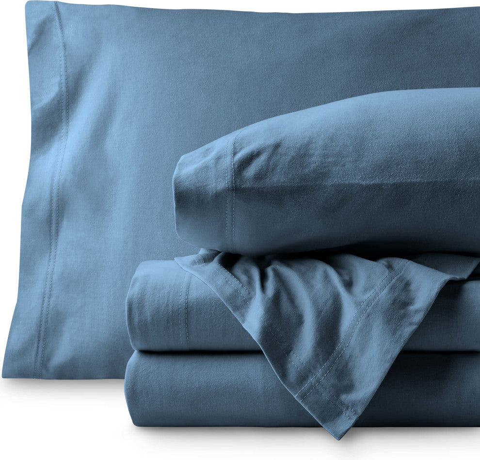 Bare Home Jersey Cotton Sheet Set, Coronet Blue