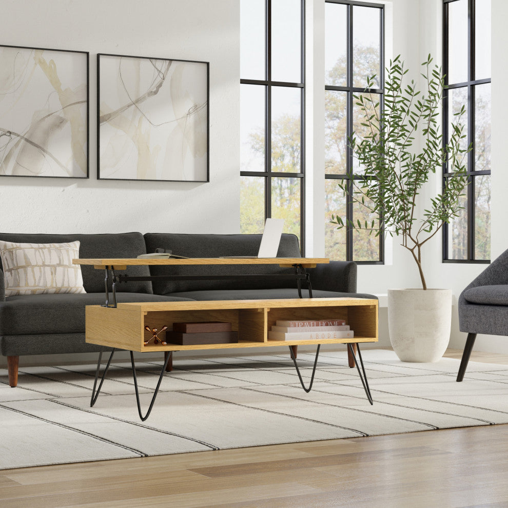 Hunter Lift Top Coffee Table in Oak Veneer, Oak Veneer