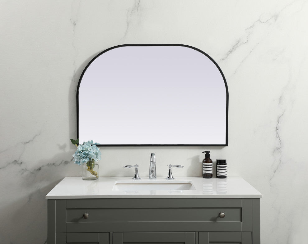 Metal Frame Arch Mirror 36X24 Inch, Black