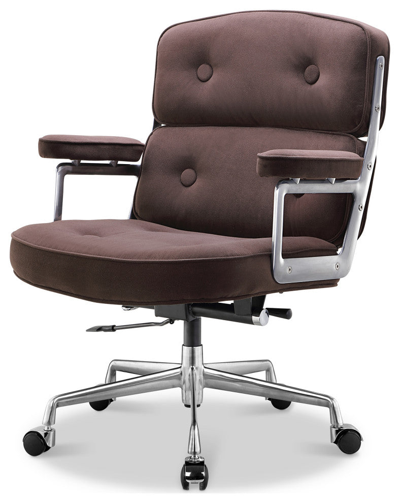 Lobby Mid Back Computer Office Desk Chair, Brown&velvet