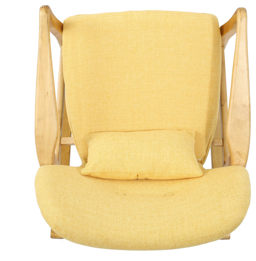 GDF Studio Balen Mid Century Modern Fabric Rocking Chair, Muted Yellow