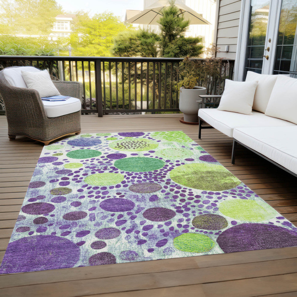 Machine Washable Indoor/Outdoor Chantille ACN1895 Purple 3' x 5' Rug