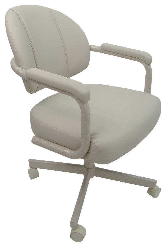 M-70 Caster Swivel Tilt Kitchen Chair with Wheels, Ocean Beige Vinyl - Beige