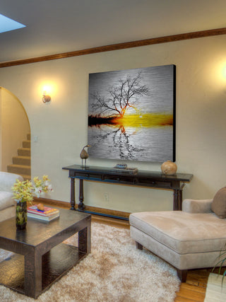 "Killaloe" UV Ink Print on Brushed  Aluminum, 40"x40"