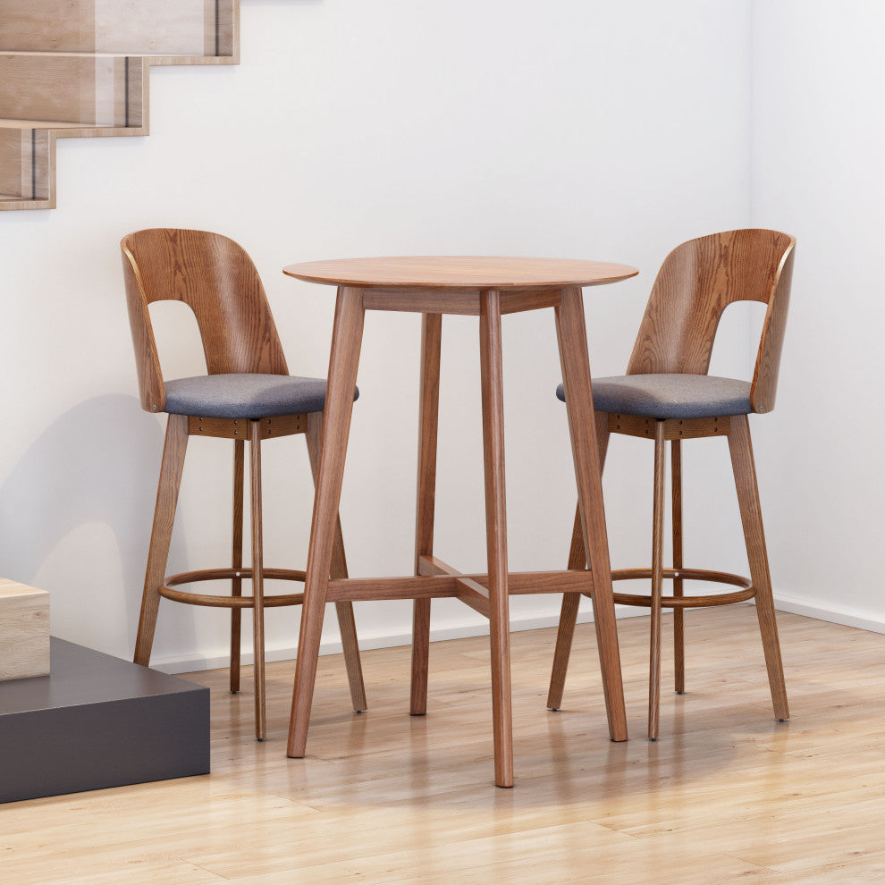 Anton Barstool, Set of 2 Walnut & Dark Gray