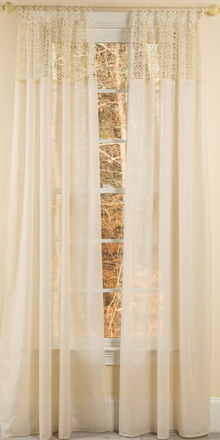 Juliette Crochet Tab Top Sheer Window Panel, Ivory, 52''x108''
