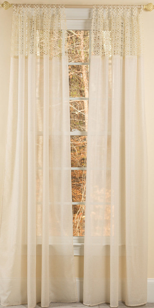 Juliette Crochet Tab Top Sheer Window Panel, Ivory, 52''x108''