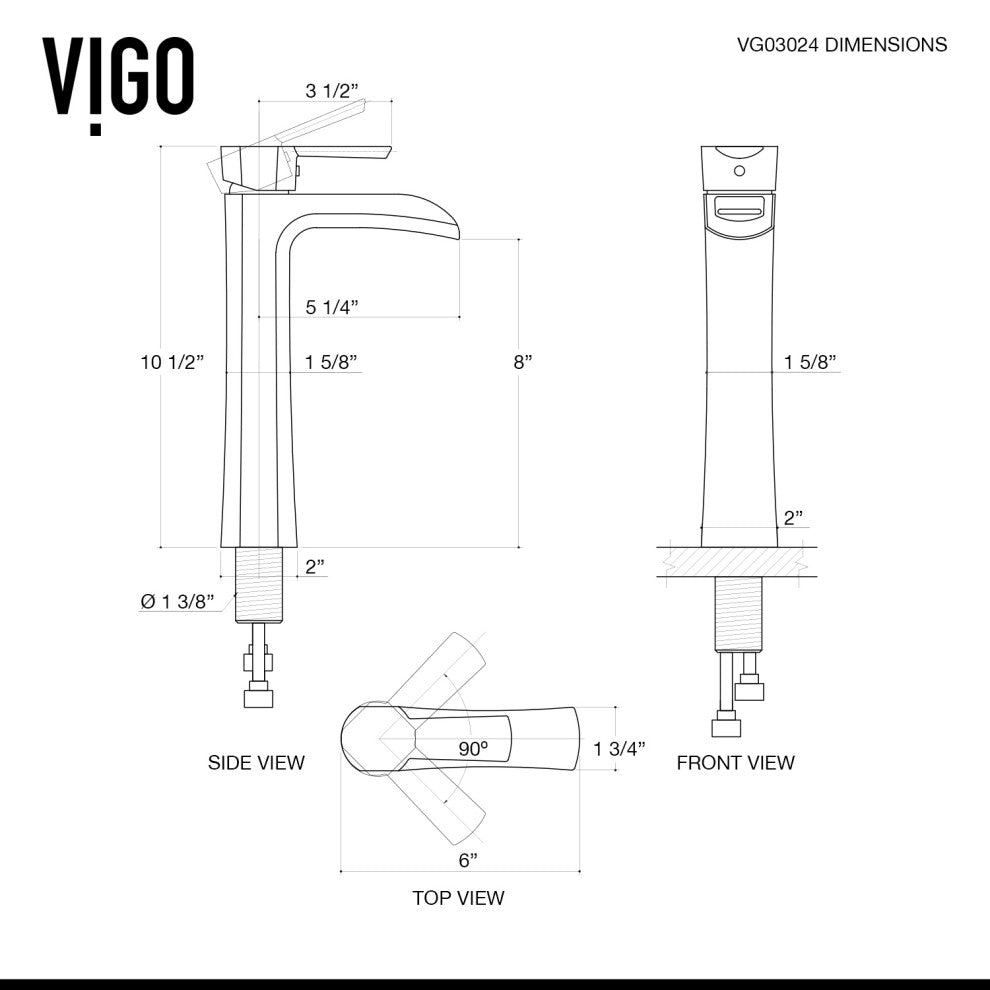 VIGO Niko 11" H Single Handle Single Hole Bathroom Vessel Faucet, Chrome