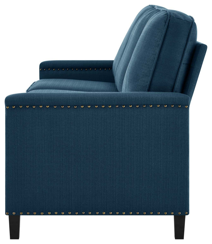 Sofa, Fabric, Navy Blue, Modern, Living Lounge Room Hotel Lobby Hospitality