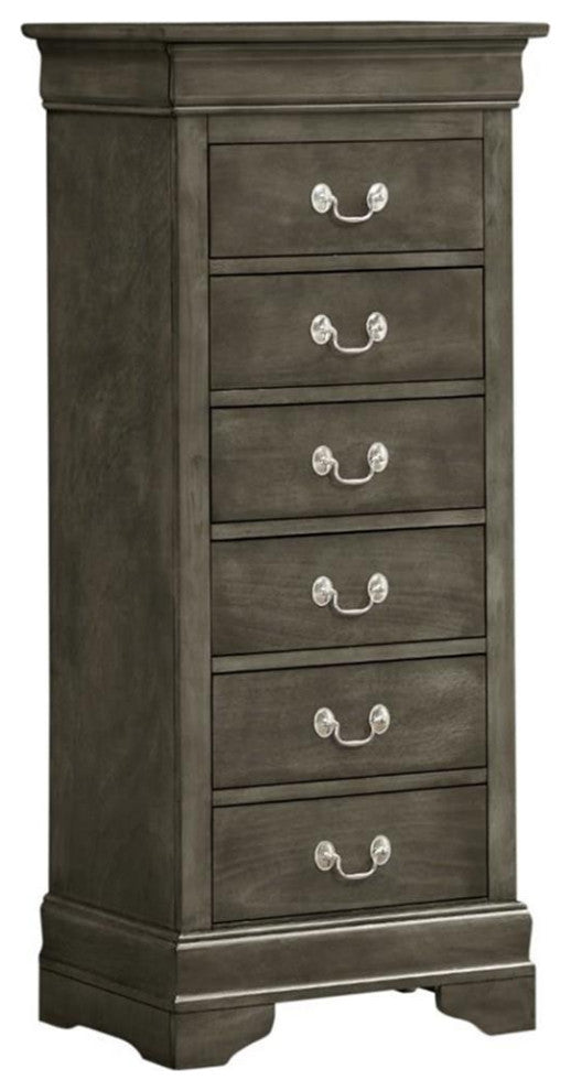 Glory Furniture Louis Phillipe 7 Drawer Lingerie Chest in Gray