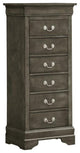 Glory Furniture Louis Phillipe 7 Drawer Lingerie Chest in Gray