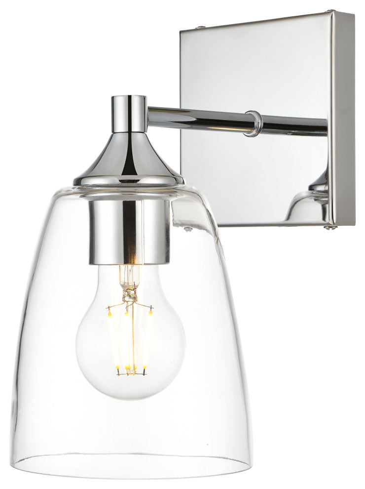 1 Light Chrome And Clear Bath Sconce