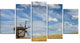 "Cloudy Sky and Windmill Summer Day" Landscape Wall Art, 5 Panels, 60"x32"