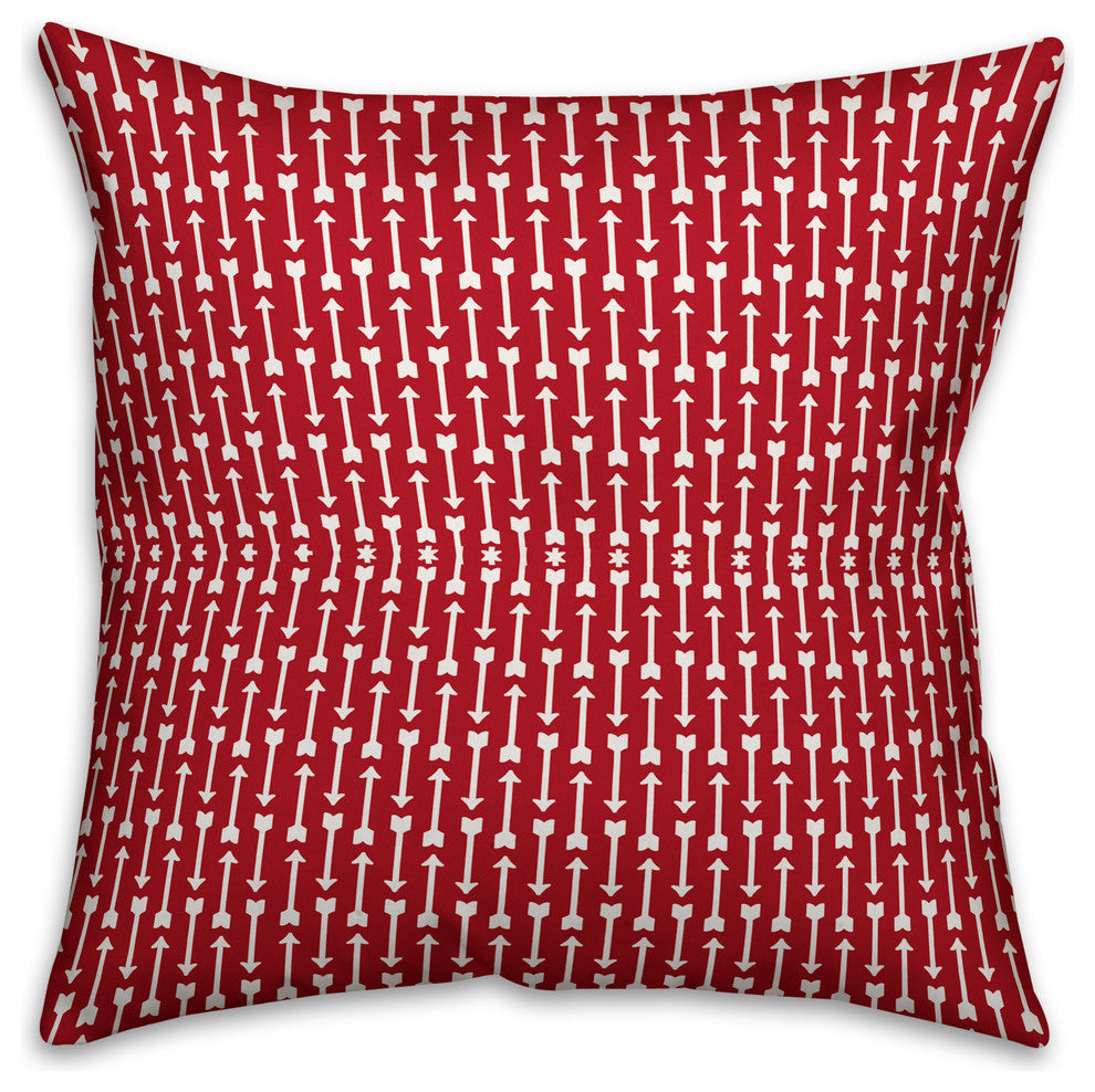 Choose Happiness Quote Red Arrows Pattern Spun Poly Pillow, 18x18