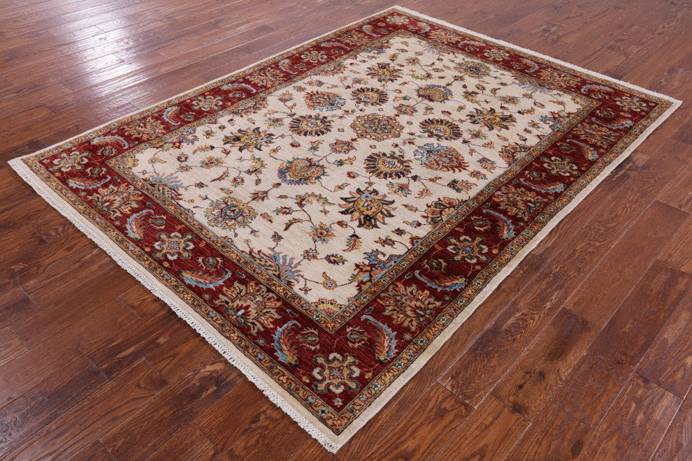 5' 9" X 7' 10" Persian Tabriz Handmade Wool Rug Q10010