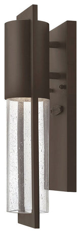 Shelter Mini Outdoor Wall Sconce, Buckeye Bronze With Clear Seedy Glass
