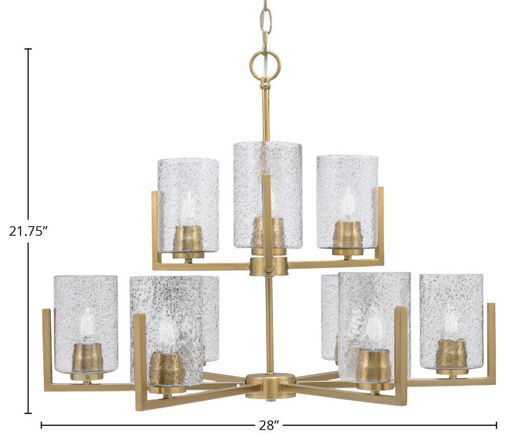 Atlas 9-Light Chandelier, New Age Brass/Smoke Bubble