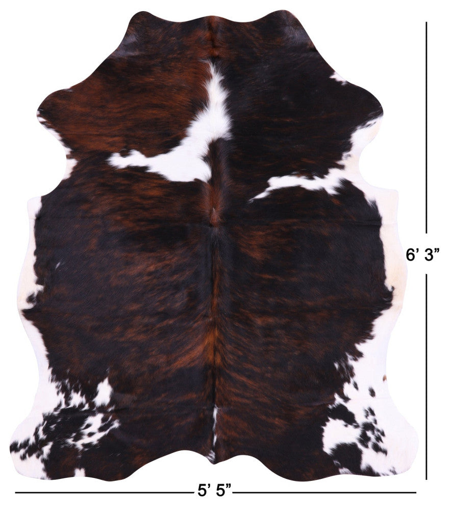 6' 3" X 5' 5" Tricolor Natural Cowhide Rug C1816