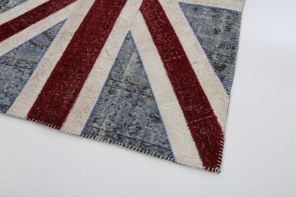 Rug N Carpet - Handwoven Turkish 4' 0'' x 6' 0'' Flag Patchwork Rug