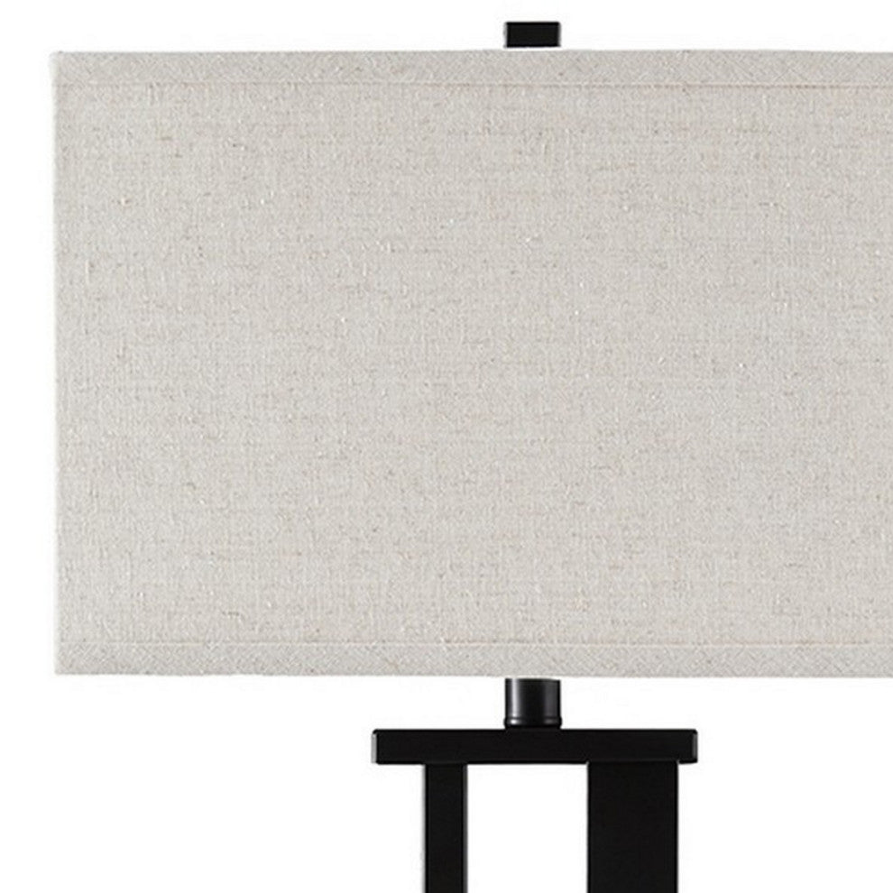 Benzara BM230955 Metal Frame Table Lamp, Set of 2, Off White & Bronze