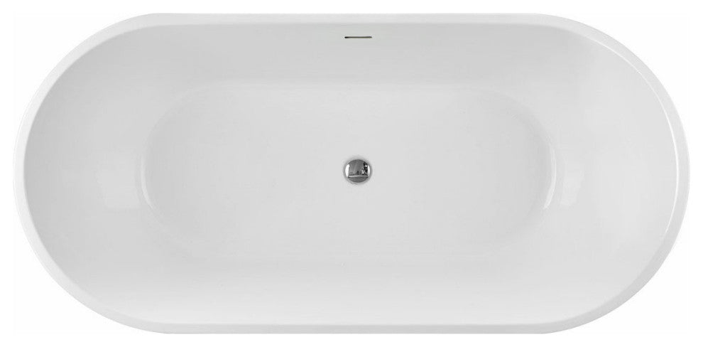 Mia Acrylic Double Ended Freestanding Tub, White / Chrome Drain, 67 Inch