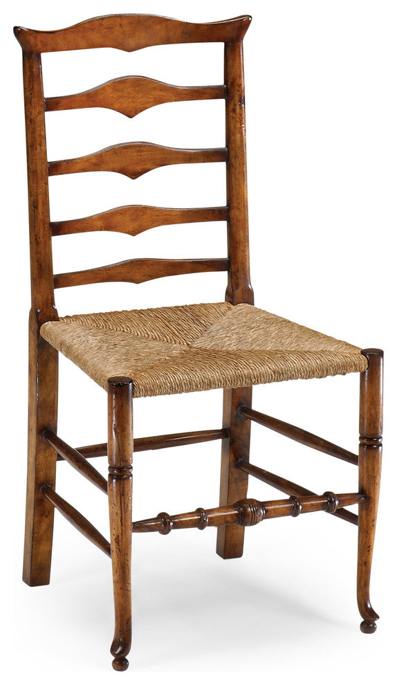 Triangular Detail Ladder Back Chair With Rush Seat, Side