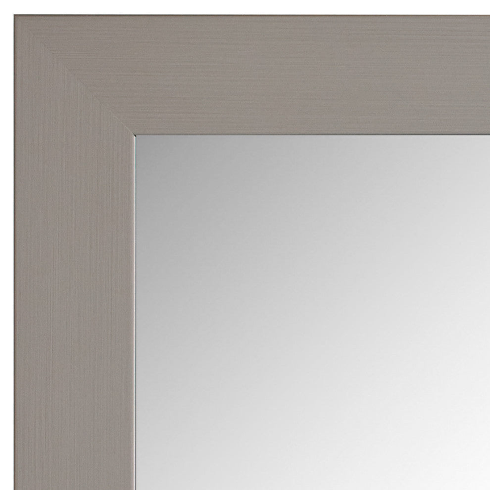 Pendleton Framed Wall Mirror, Satin Nickel, 28" X 60"