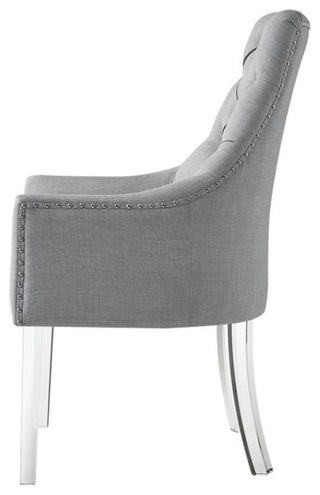 Posh Colton Linen Fabric Dining Chair with Acrylic Legs - Light Gray (Set of 2)
