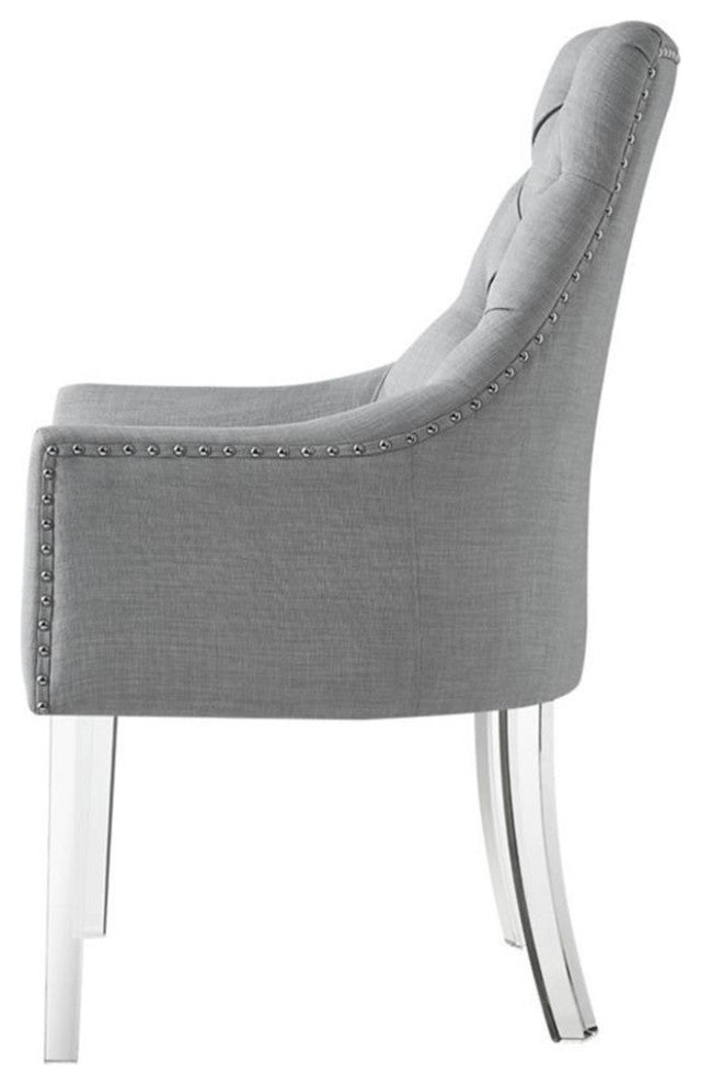 Posh Colton Linen Fabric Dining Chair with Acrylic Legs - Light Gray (Set of 2)