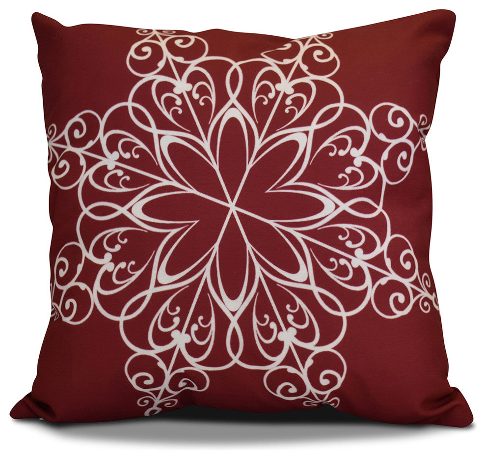 Decorative Holiday Pillow Geometric Print, Cranberry, 18"x18"