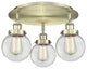 Beacon-3 Light 18" Flush Mount-Antique Brass, Clear Glass Shade