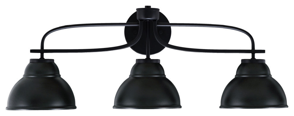 Cavella 3 Light Bath Bar, Matte Black Finish, 7" Matte Black Metal Shades