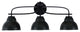 Cavella 3 Light Bath Bar, Matte Black Finish, 7" Matte Black Metal Shades