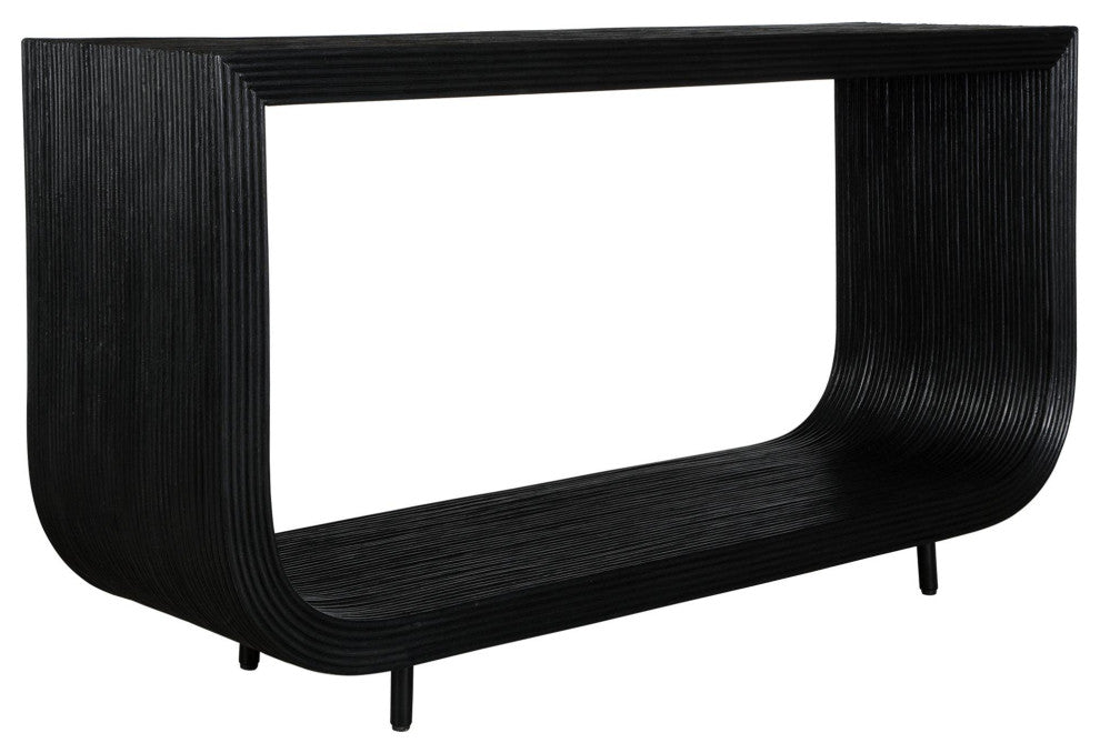 Uttermost 50055 Compton 58"W Mahogany and Rattan Table - Black