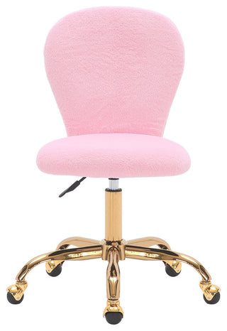 Critter Sitters Emmy Faux Fur Swivel Office Chair, Pink/Gold