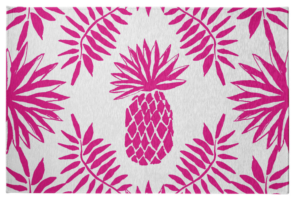 Pineapple Leaves Spring Chenille Rug, Orchid, 4'x6'