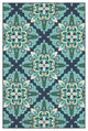 9"x13" Blue and Green Floral Indoor Outdoor Area Rug