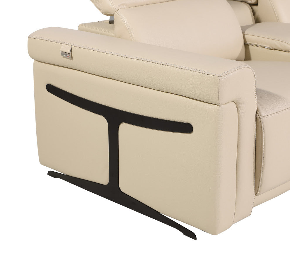 GIOVANNI 8-Piece 2-Power Reclining Italian Leather Sectional, Beige