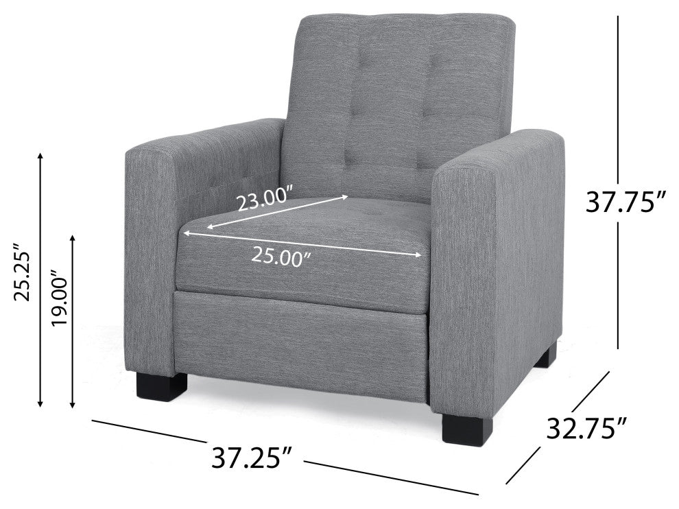 Langseth Contemporary Tufted Pushback Recliner, Grey/Dark Brown, Fabric